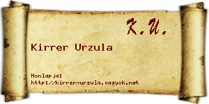Kirrer Urzula névjegykártya